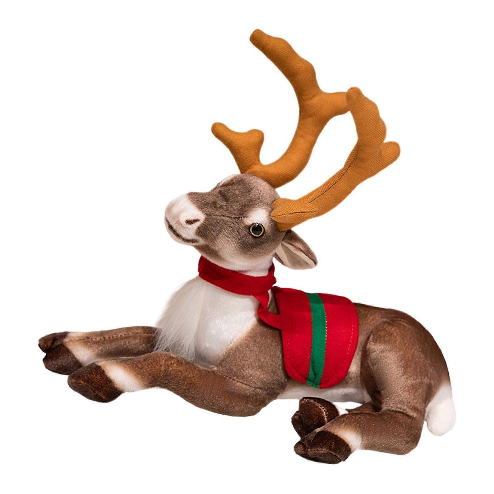 Simulation Deer Stuffed Animals with Realistic Antlers Safe Comforting Companion Emotion Support Doll for Daycare Use Multicolor