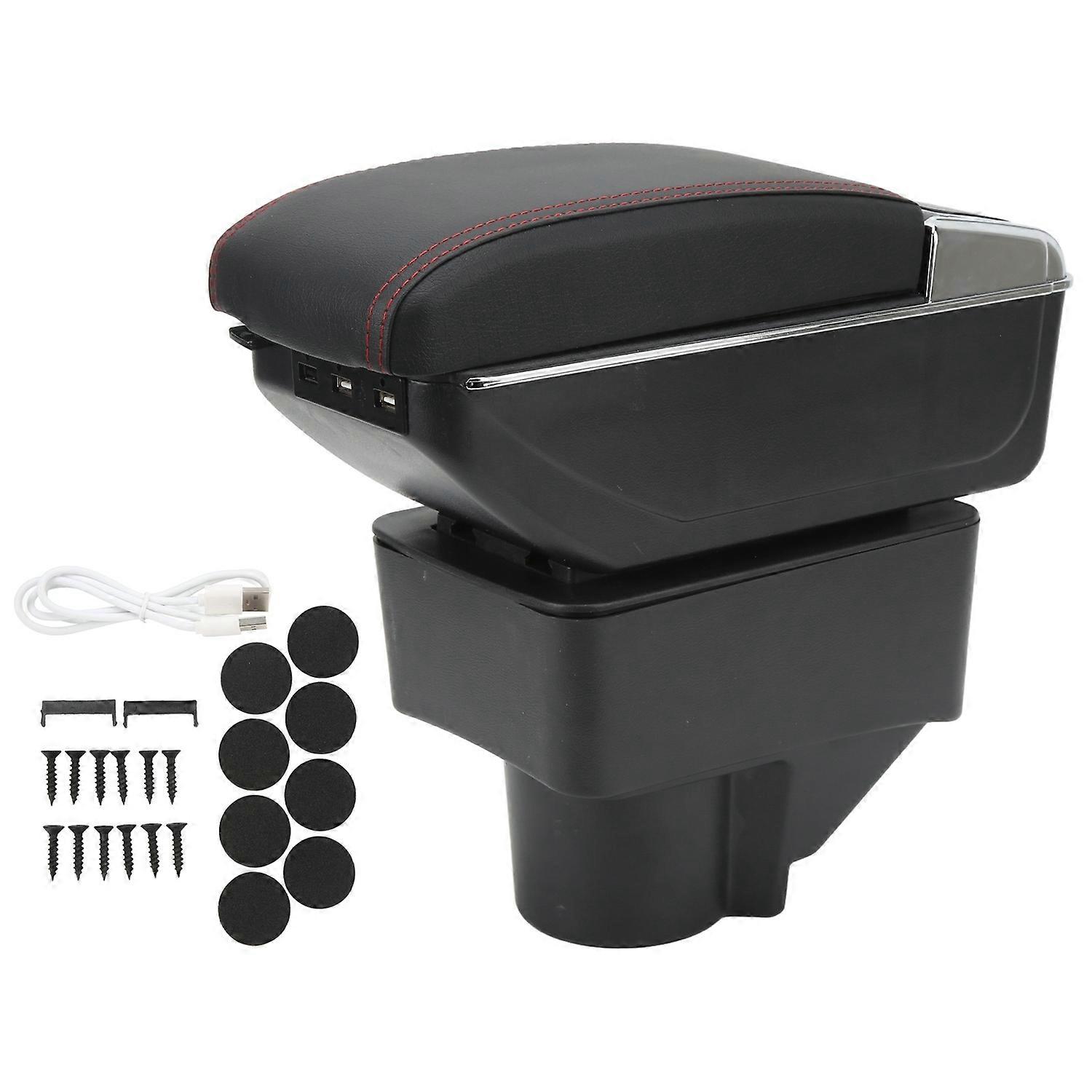 Center Console Armrest Box 7 USB Port Double Layers Comfortable Replacement for Ford Fiesta 08‑18
