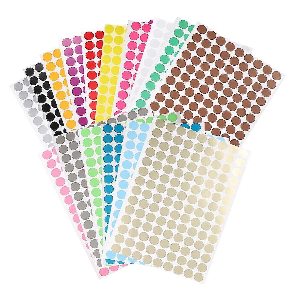 Multicolor Round Dot Stickers Adhesive Circle Labels for Classroom Coding 16 Sheets