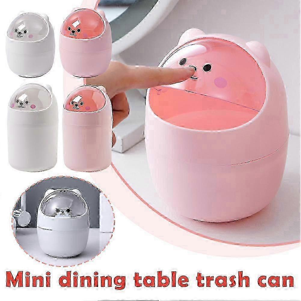 Cute Desktop Trash Can Kids Mini Garbage Can with Lid Desk Waste Bin for Bedroom