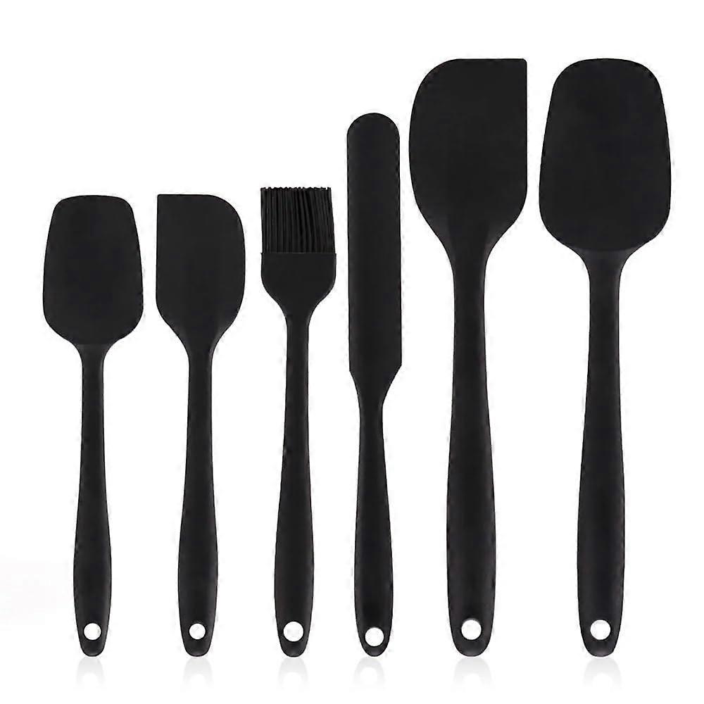 Silicone Spatula Set of 6 Non Stick Heat Resistant Turner for Cooking Baking Mixing Black