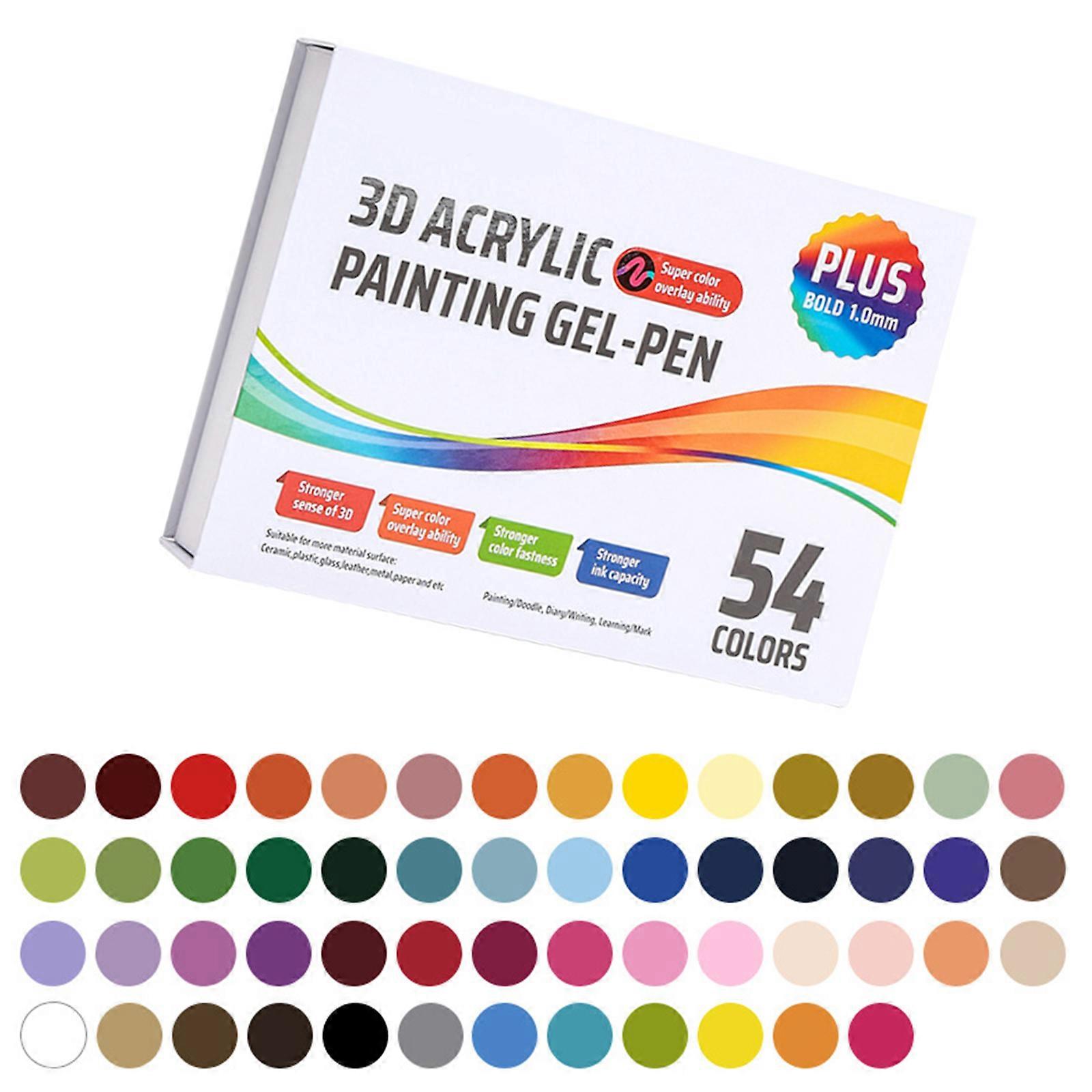Multicolored Acrylic Drawing Gel Pen 36/54 Color Assorted Color Journaling Pens for Sketching Scrapbooking Journaling Multicolor