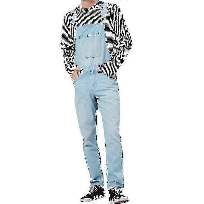 Pantaloni in denim elasticizzato da uomo - comode bretelle e tasche multiuso