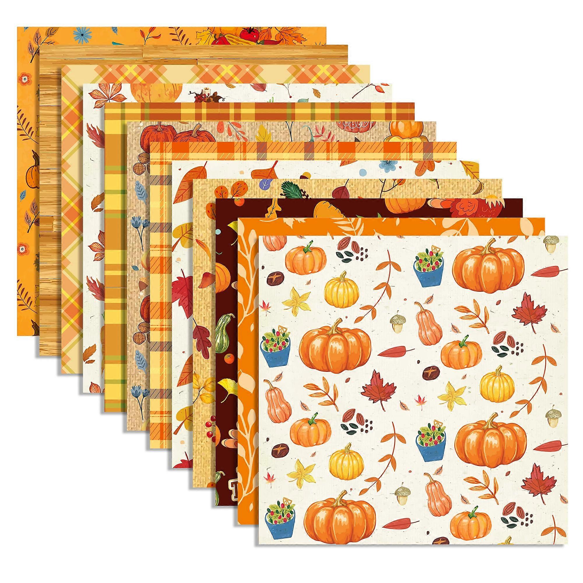 24Pack Autumn Scrapbook Paper 12'x12' DoubleSided Maple Leaf Pumpkin Patterns for Thanksgiving Crafts