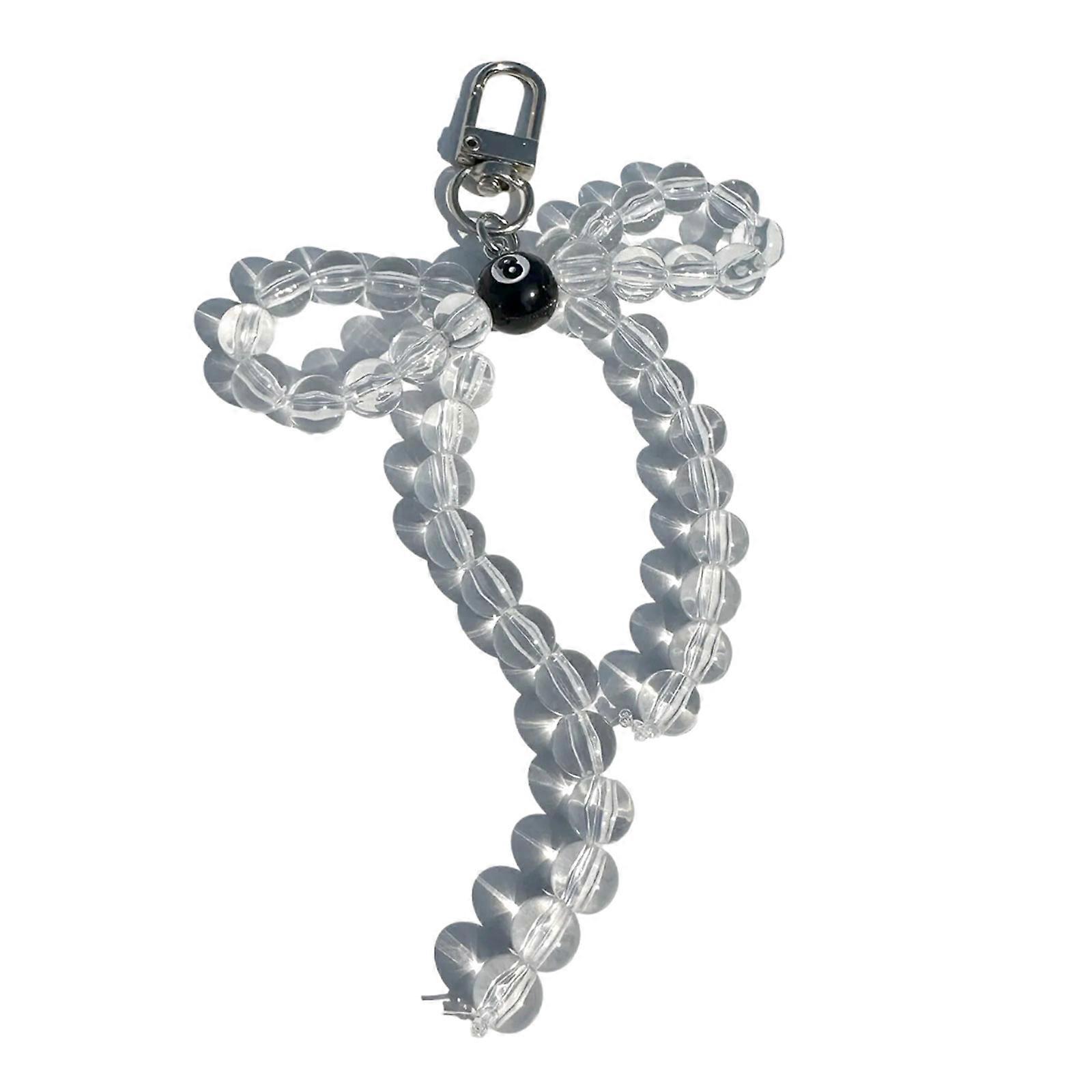 Crystal Bead Keychain Colorful Bowknot Pendant Keyring Butterfly Key Chain Portable Keyring Bag Accessory for Women Multicolor