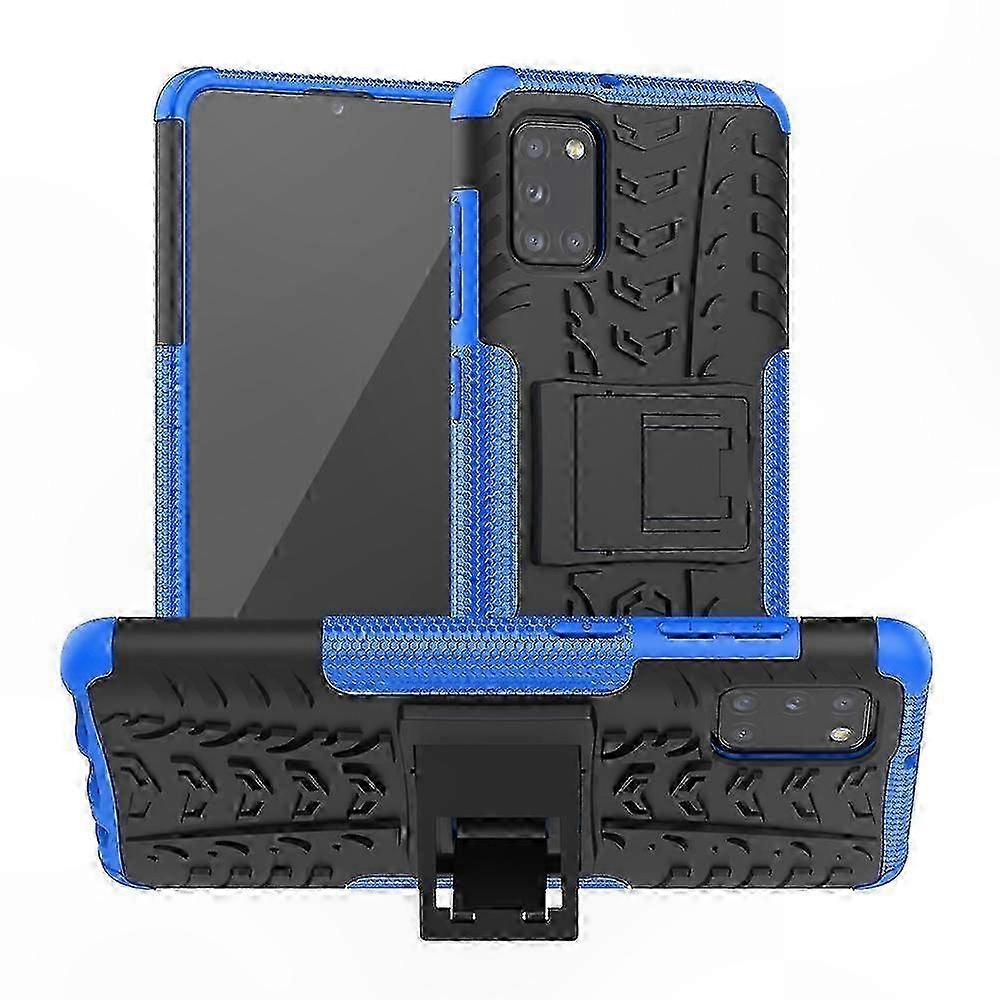 Tire Texture Shockproof TPU+PC Protective Case with Holder for Galaxy A31