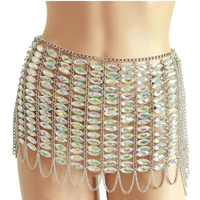 Classic Multi-layer Silver Body Chain Skirts Women Bikini Beads Chain Dress Dance Jewelry