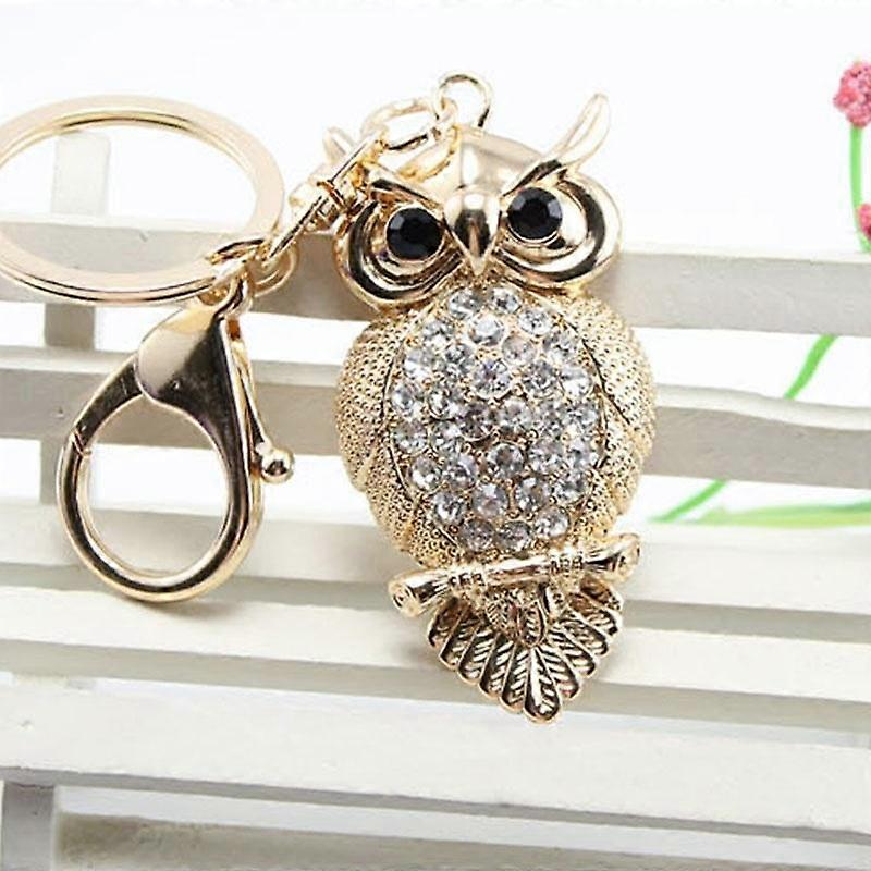 Owl Keychain Rhinestone Crystal Keyring Key Ring Chain Bag Charm Pendant Gift DEV