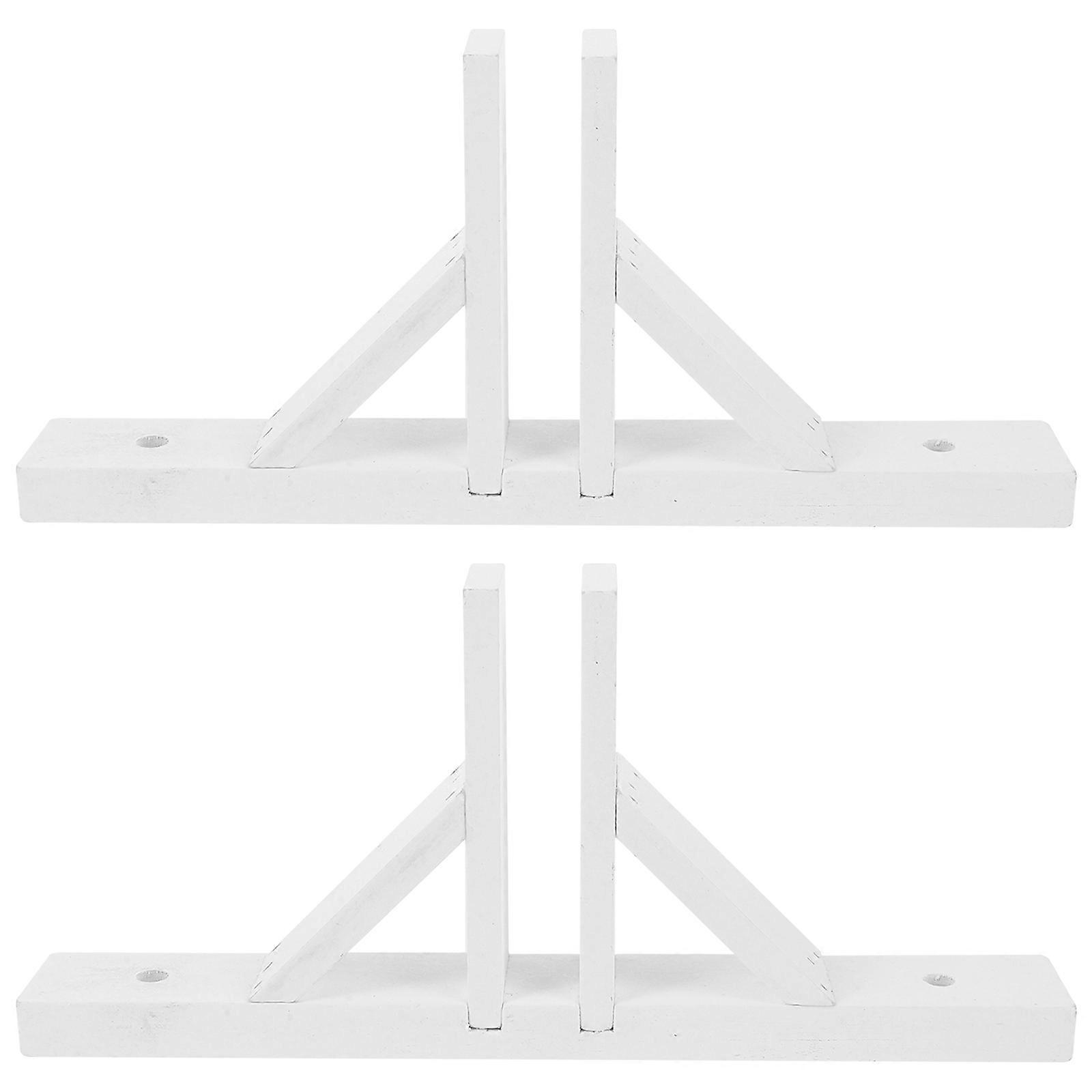 Solid Wood Garden Fence Base for Yard Support 2Pcs White Lawn Holder