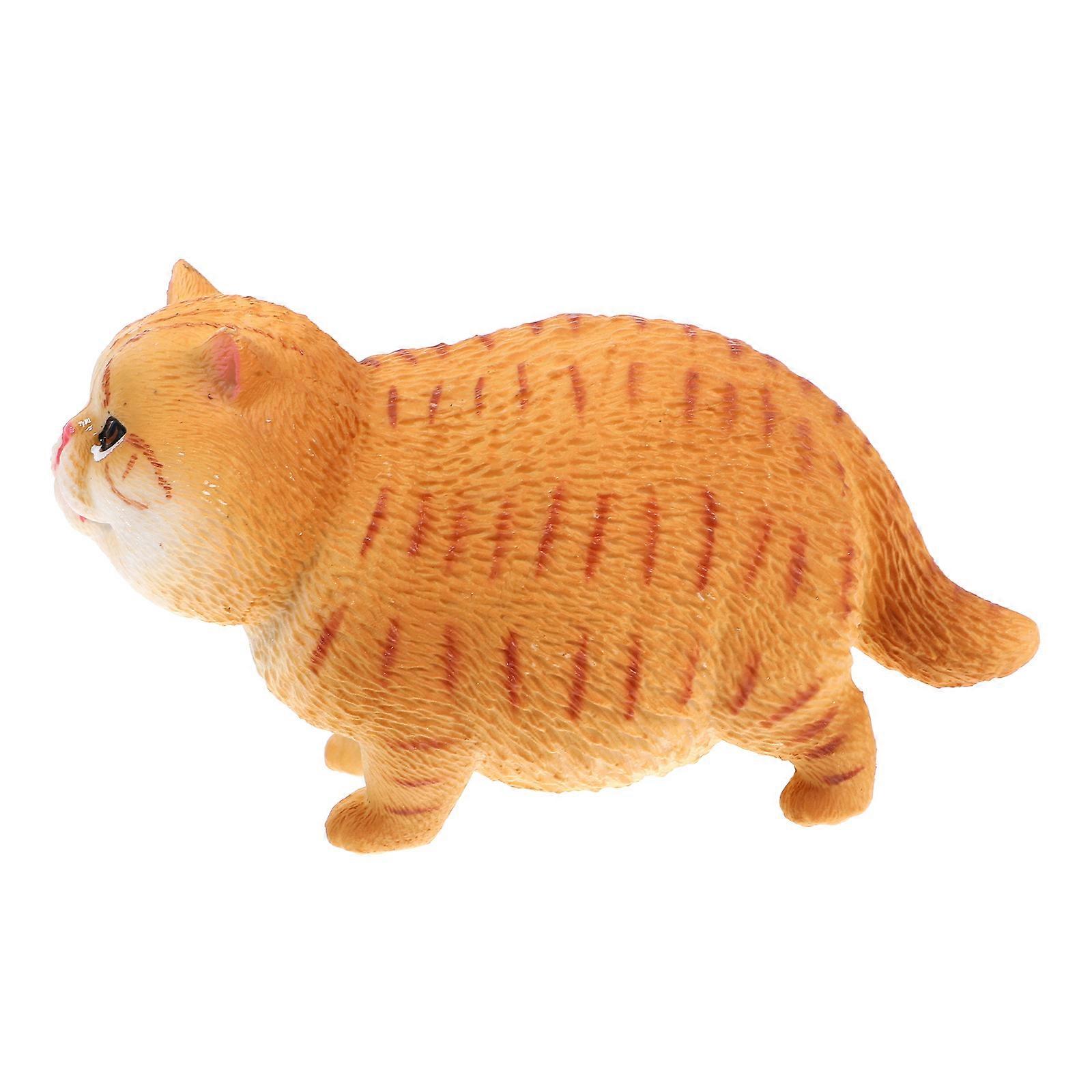 Orange Plastic Cat Statue for Decoration Smooth Surface Desktop Ornament 1 Piece