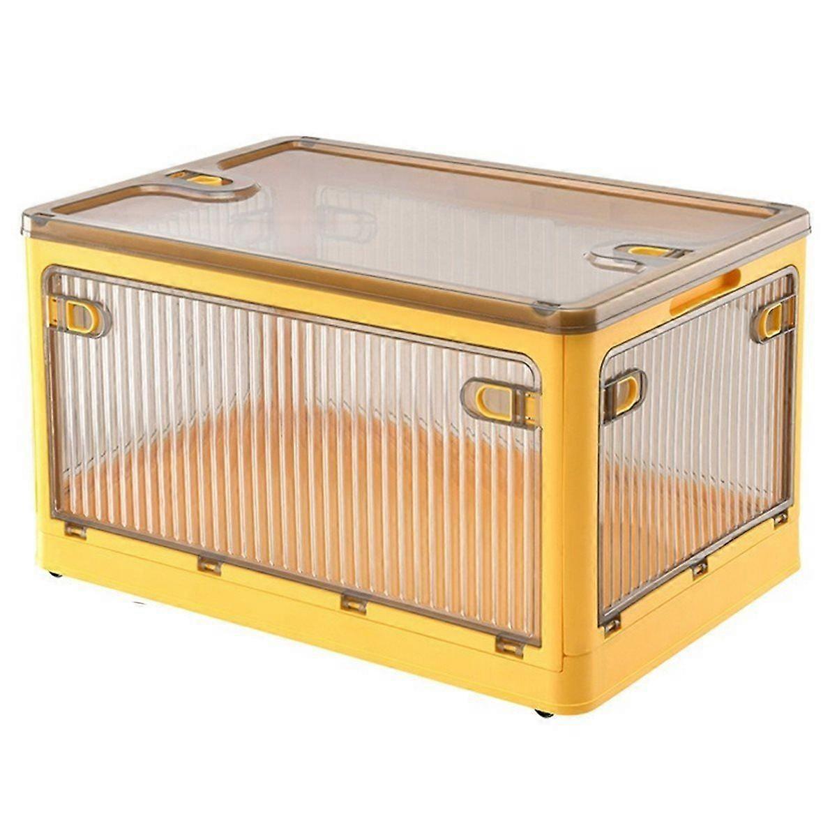 Foldable Storage Box with Wheels Large Capacity Transparent Stackable Waterproof for Closet Use and