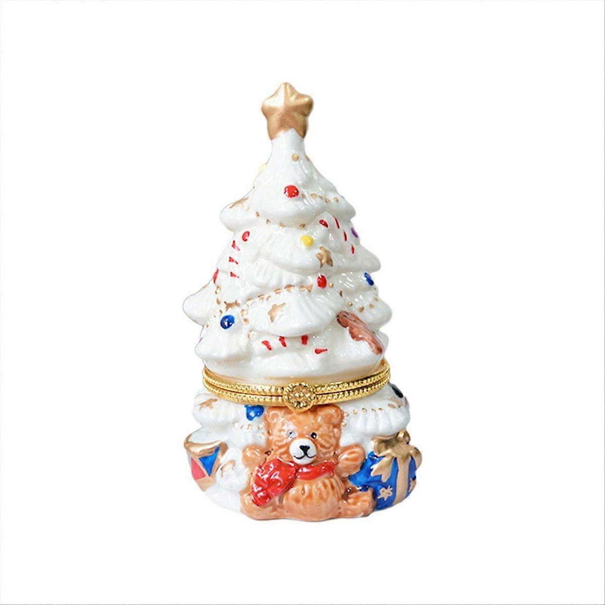 White Trinket Box Ornaments Xmas- Box Ring Holder