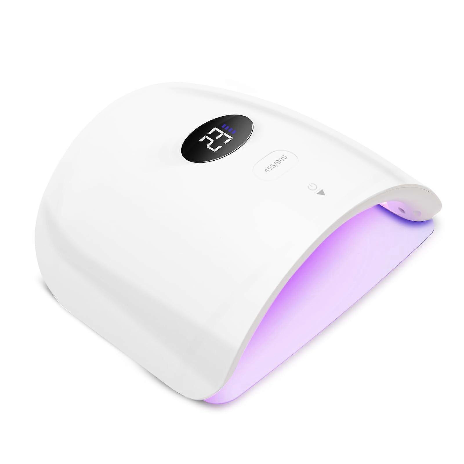 48W Cordless UV LED Nail Lamp for Gel Nails, Rechargeable with Smart Sensor, LCD Timer, Removable Base