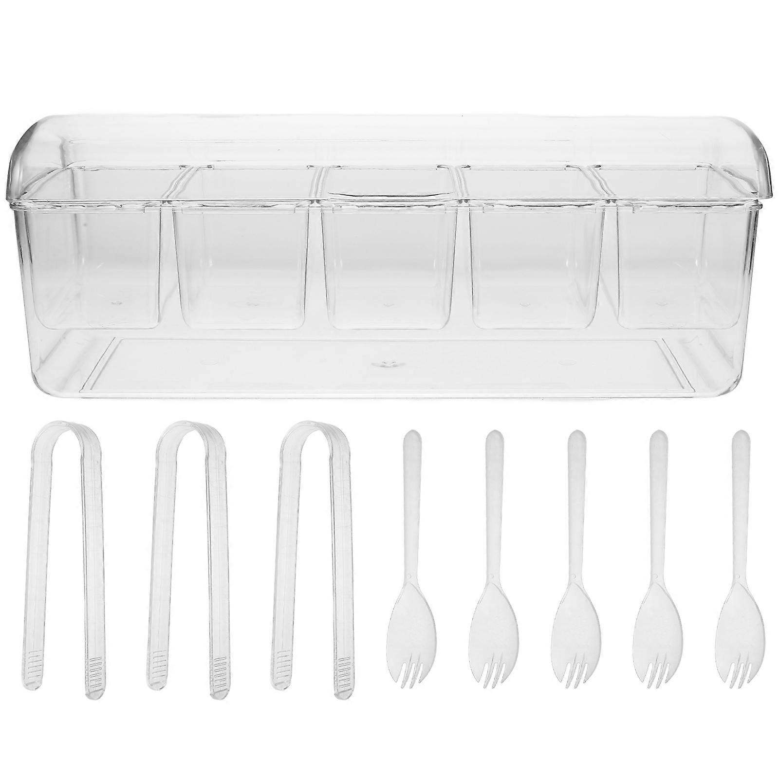 Chilled Serving Trays for Parties Large Capacity Food Storage Container for Home Use Transparent 14.20X3.00X1.50cm Multiple Compartments 1 Set