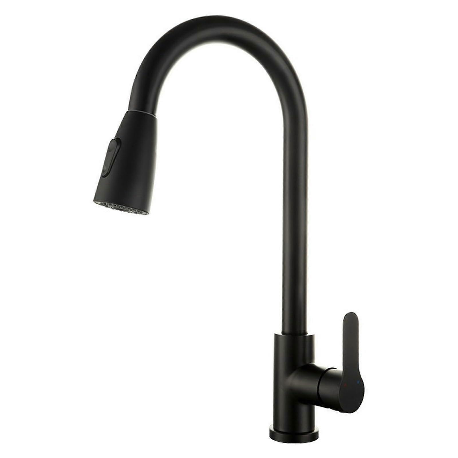 Brushed Nickel Pull Out Kitchen Faucet with 360° Rotatable Spout and Single Handle Black Finish