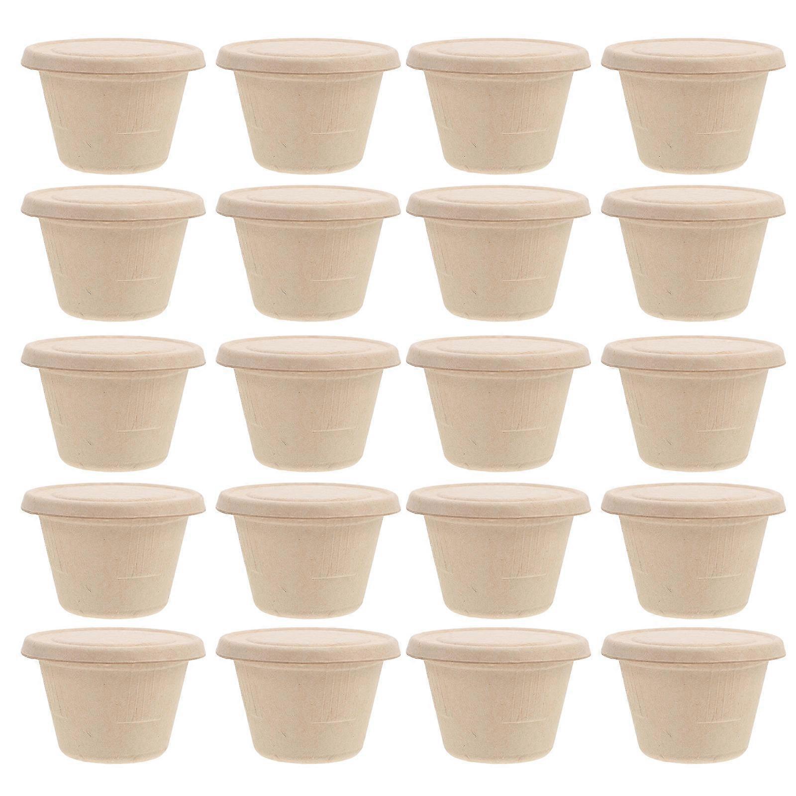 Disposable Pulp Condiment Cups for Takeout 50Pcs Sauce Portion Cups with Lid