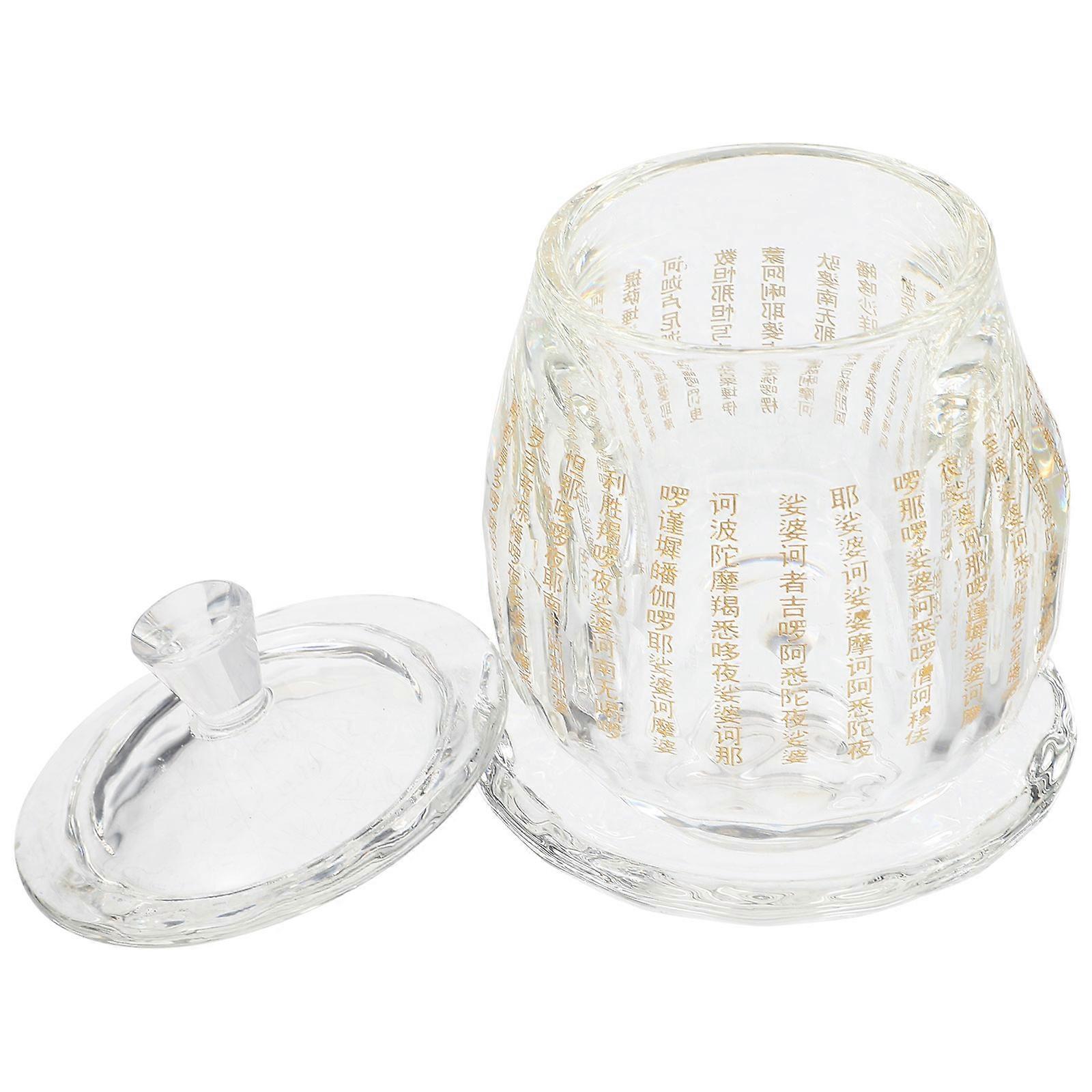 Transparent Crystal Worship Cup for Buddhist Offering Temple Use