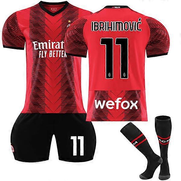 Maillot domicile AC Milan 2023-2024 pour enfants, numéro 11 Ibrahimovic 6-7 ans
