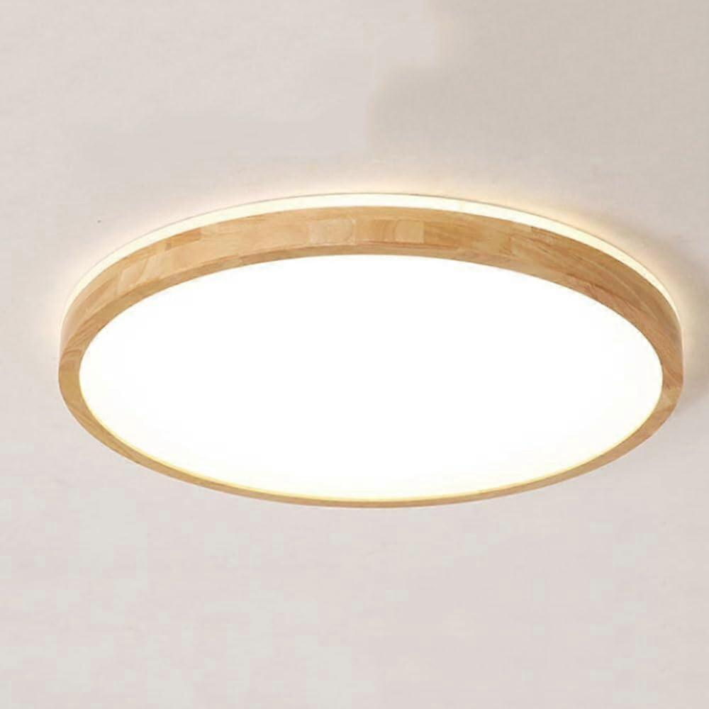 LED Ceiling Light 40cm Dimmable UltraThin Wooden Flush Mount with Adjustable Brightness and Color Temperature for Living Room Bedroom