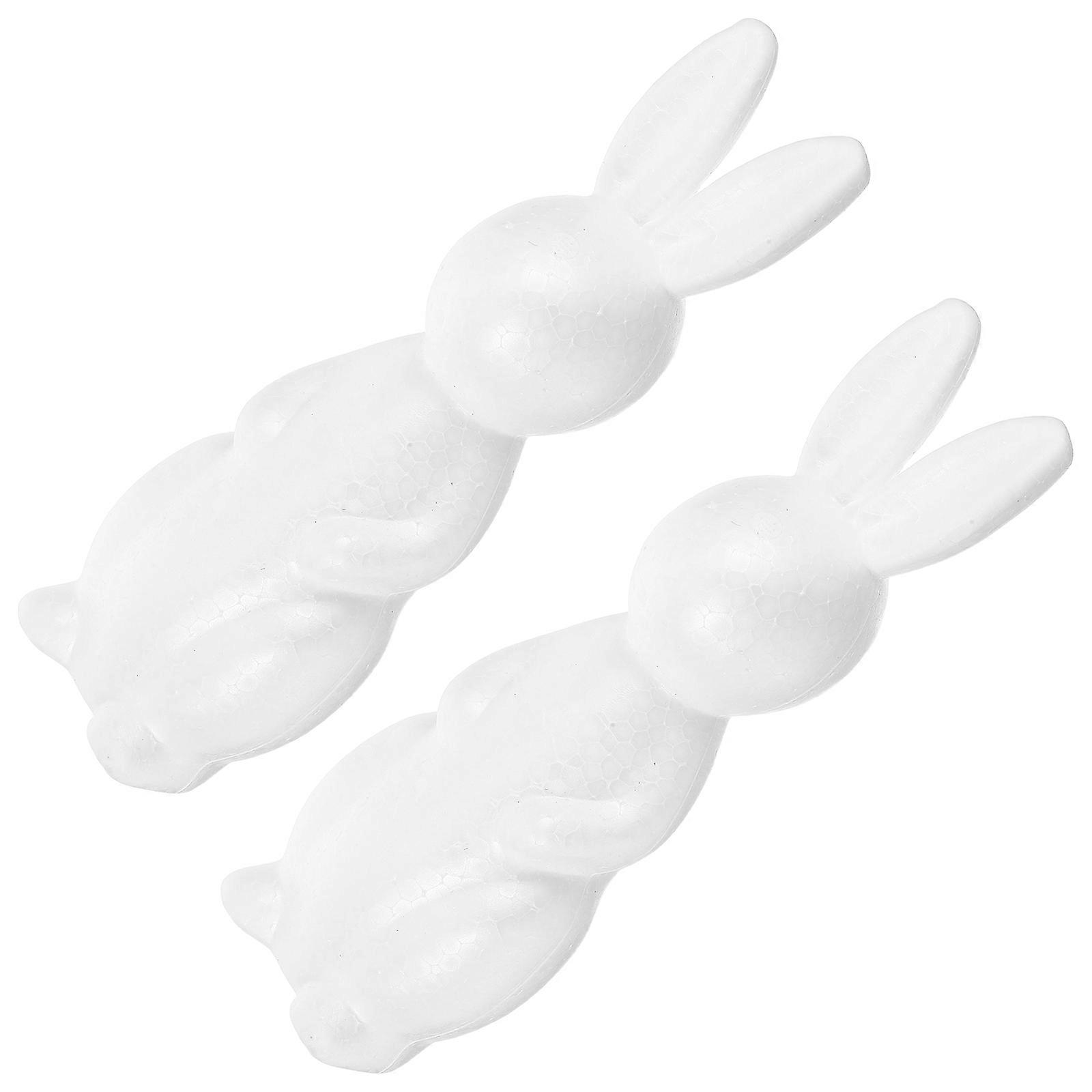 White Foam Rabbit Model for Craft 2Pcs Polystyrene Bunny Shapes for Projects