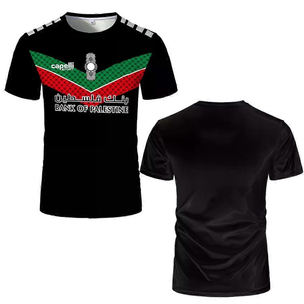 Maillot de Football Palestine t-shirts adultes et enfants l��ger luxe num��rique imprim�� uniformes de Football ��t�� hommes drapeau palestinien 