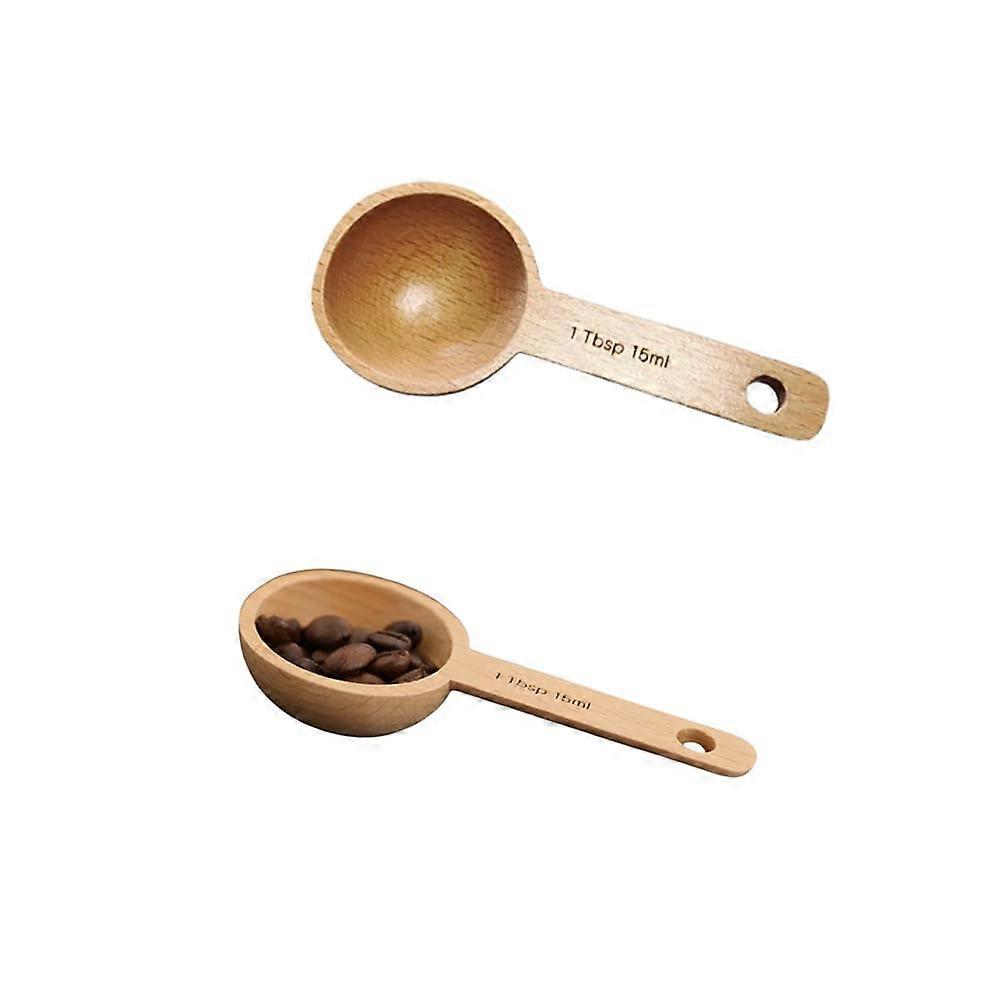 Wood Coffee Scoop Set of 2 Beech Wooden Measuring Spoon 1 Tbsp for Coffee Tea Spices 15ml Durable