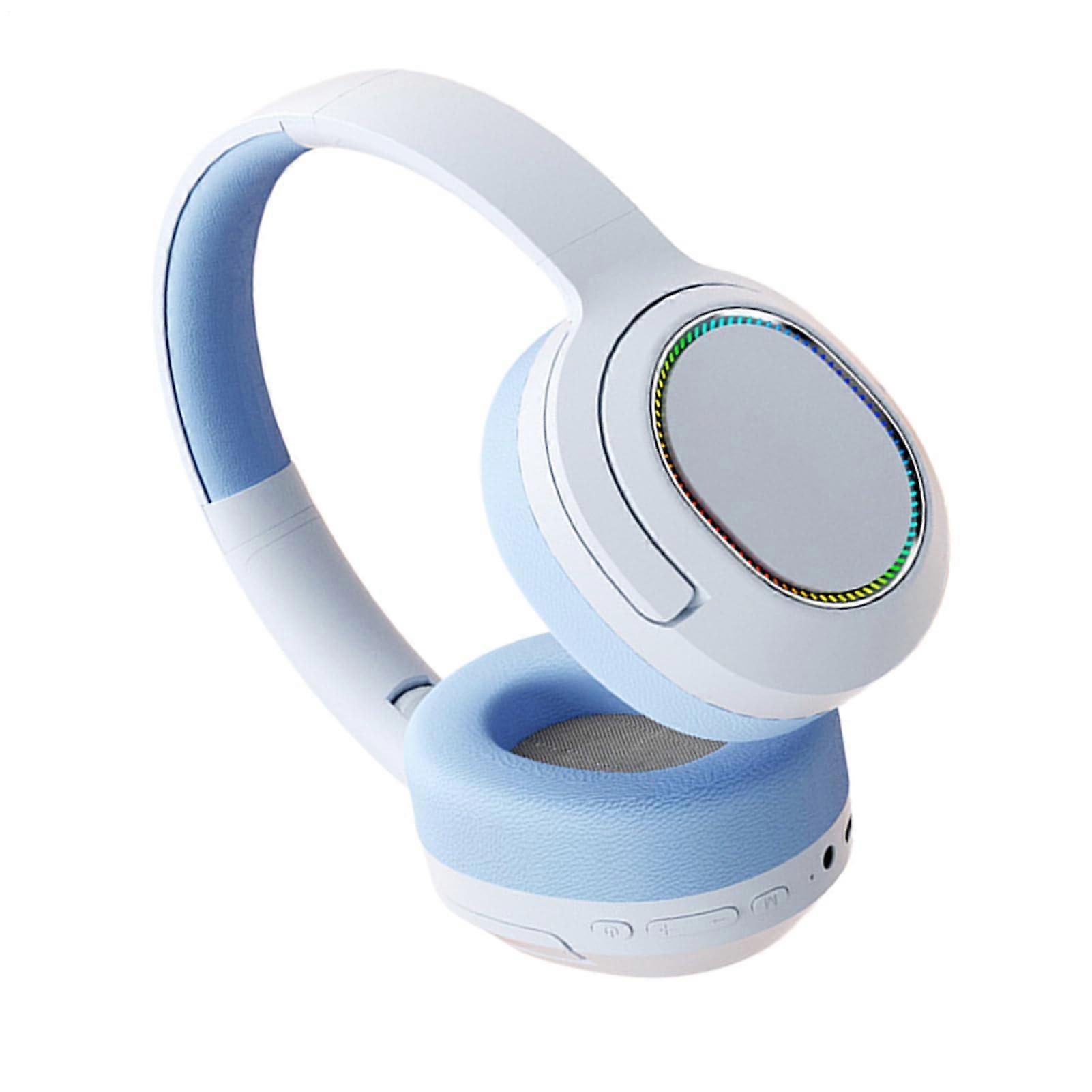 Wireless Headset PC For Computer Over Ear Lightweight Ergonomic Earpiece Blue For Phone Gaming