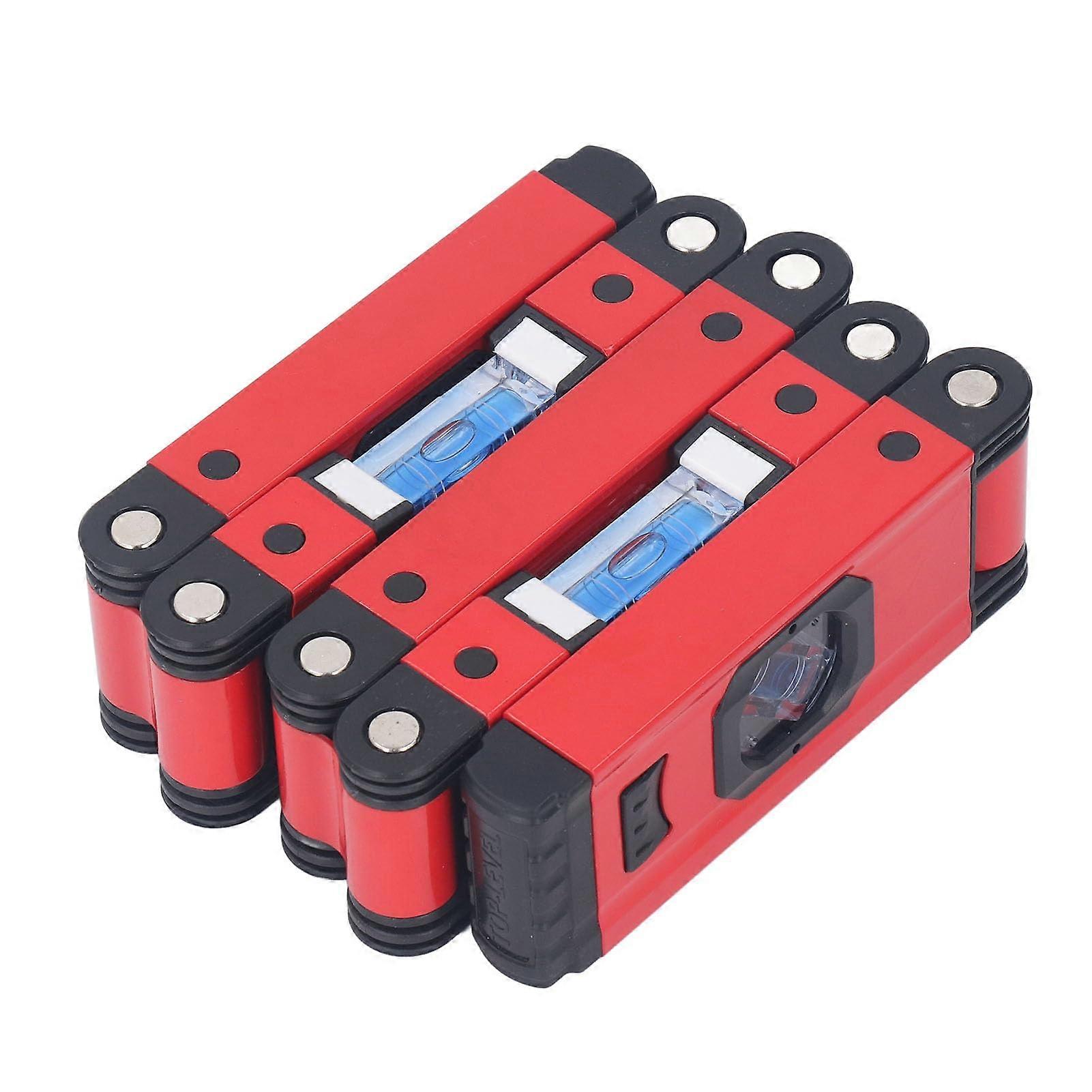 28 Inch Foldable Level Ruler with Magnetic Base, Aluminum Alloy Bubble Level for Pipes and Corners