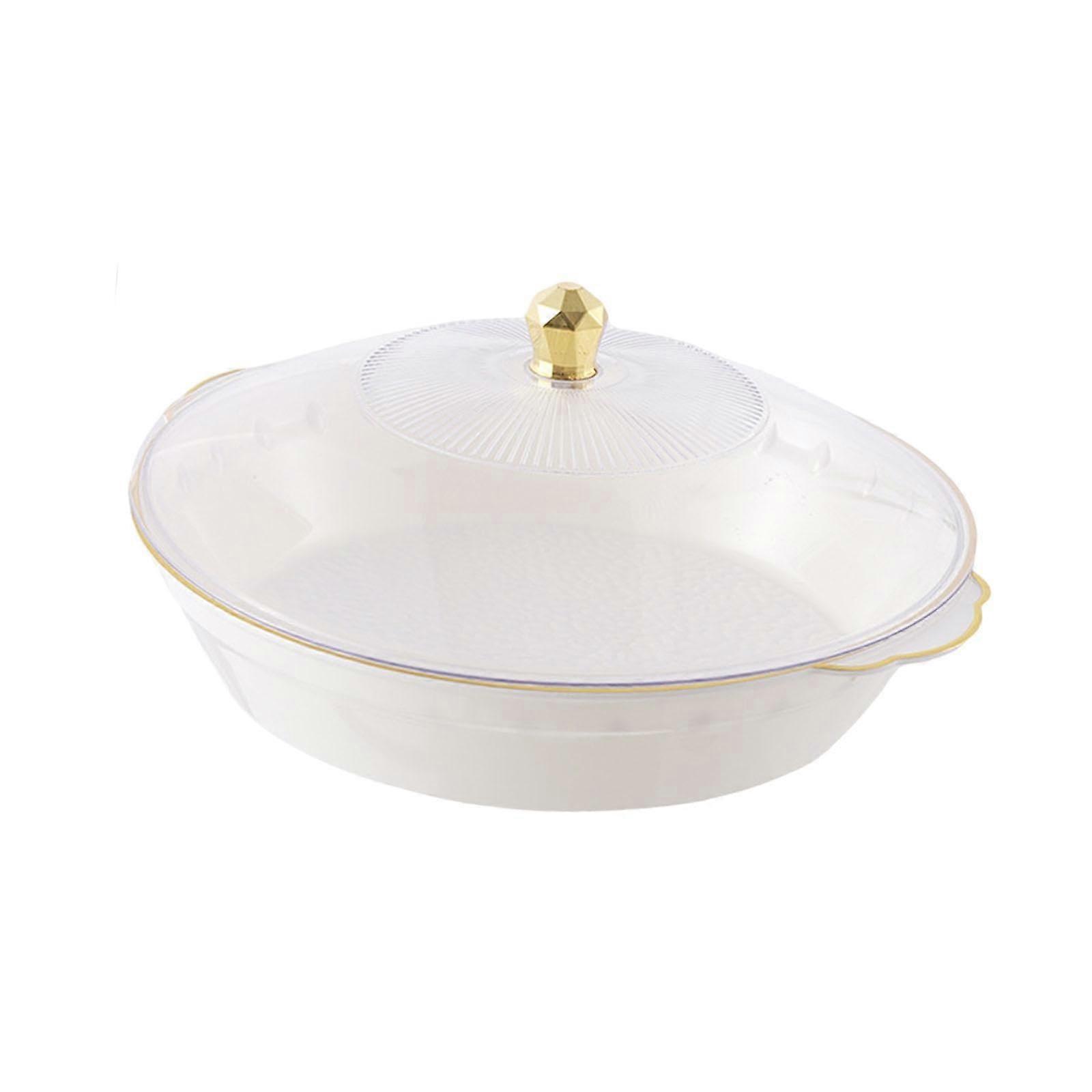 Gold Edged Serving Tray with Lid, Decorative Fruit Bowl, Multipurpose Countertop Organizer