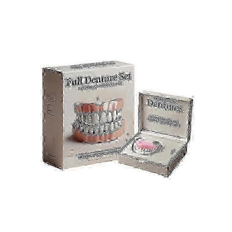 Custom Full Denture Set with Soft Silicone Relining Material Natural Look for Missing Teeth Replacement
