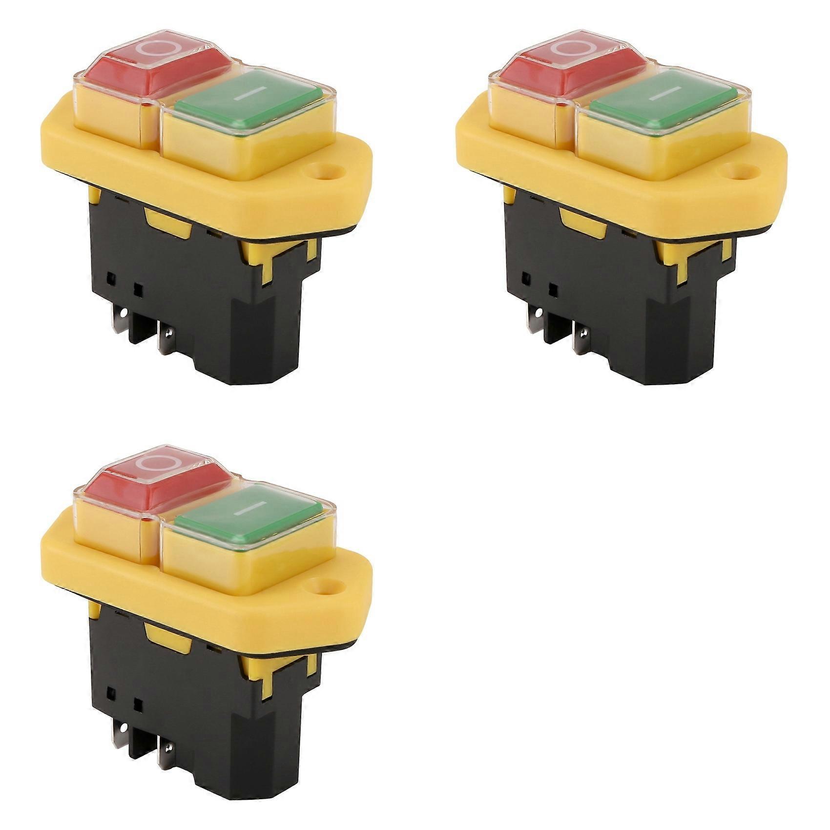 3X YH02-A Electromagnetic Switch 220V 15A 5PIN Start Push Button for Machine Tool Equipment Waterproof Panel