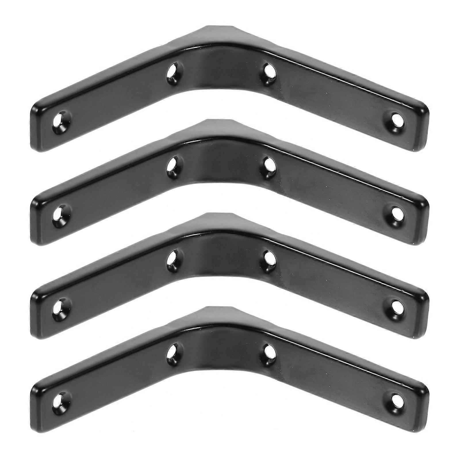 Wall Shelf Support Stainless Steel L Shape Bracket for Storage Use Black 4Pcs