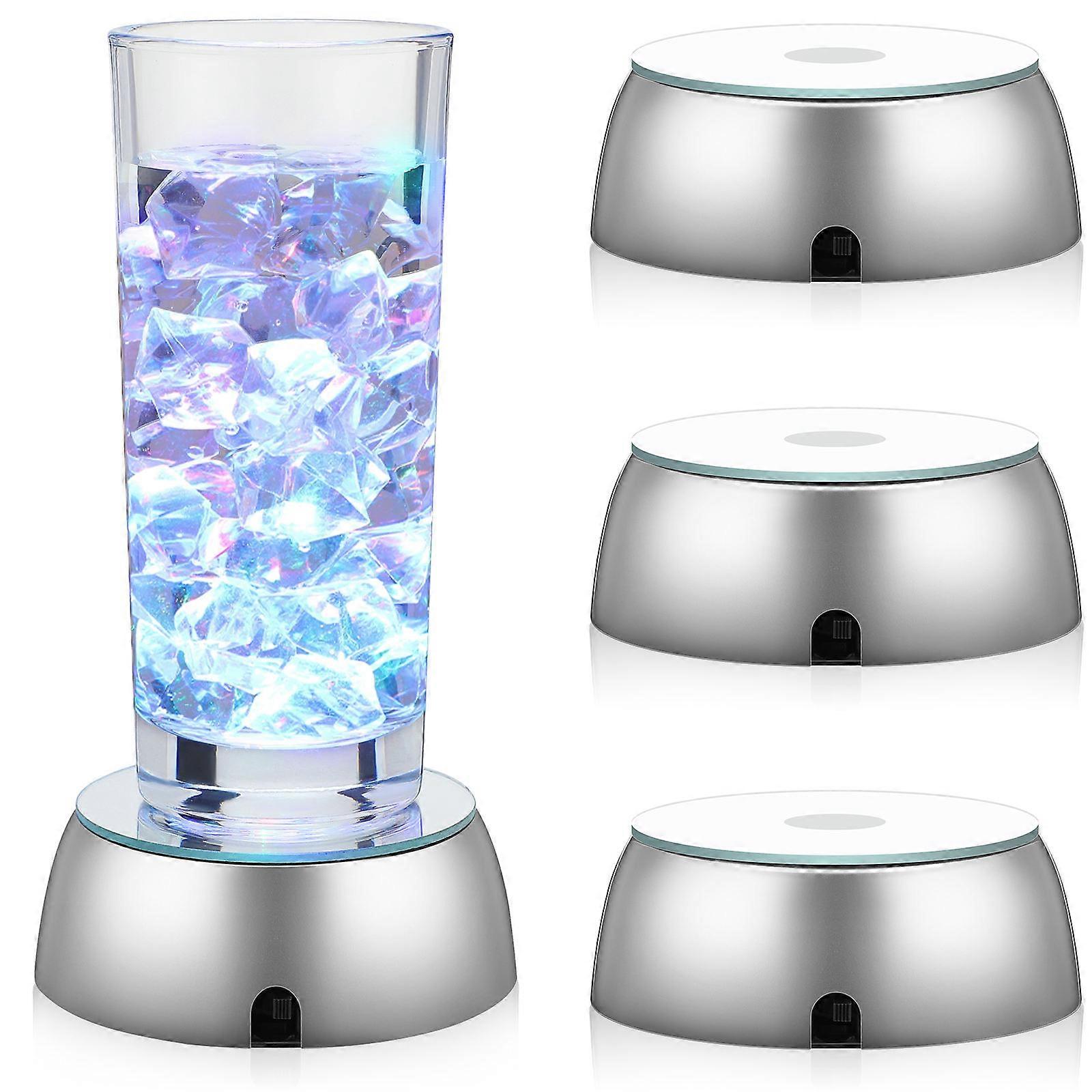 Silver LED Light Base for Crystal Display with 4Pcs Lamp Bases