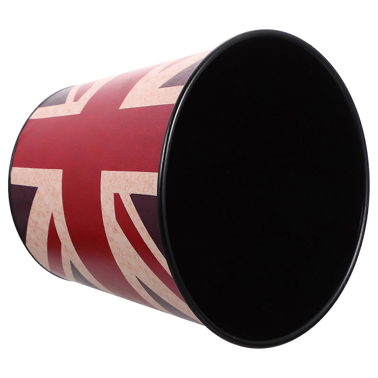 Home Trash Bin Vintage Pattern Waste Container Multi Function Storage Square Iron For Kitchen Living Room 1Pack