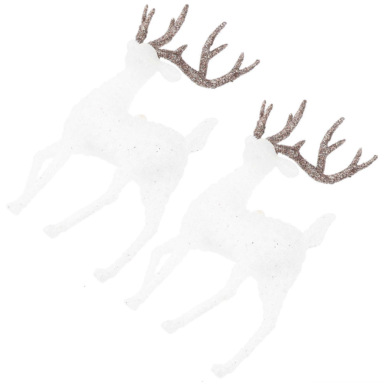 White Deer Cake Topper Cake Topper for Birthday 2Pcs Plastic Decor
