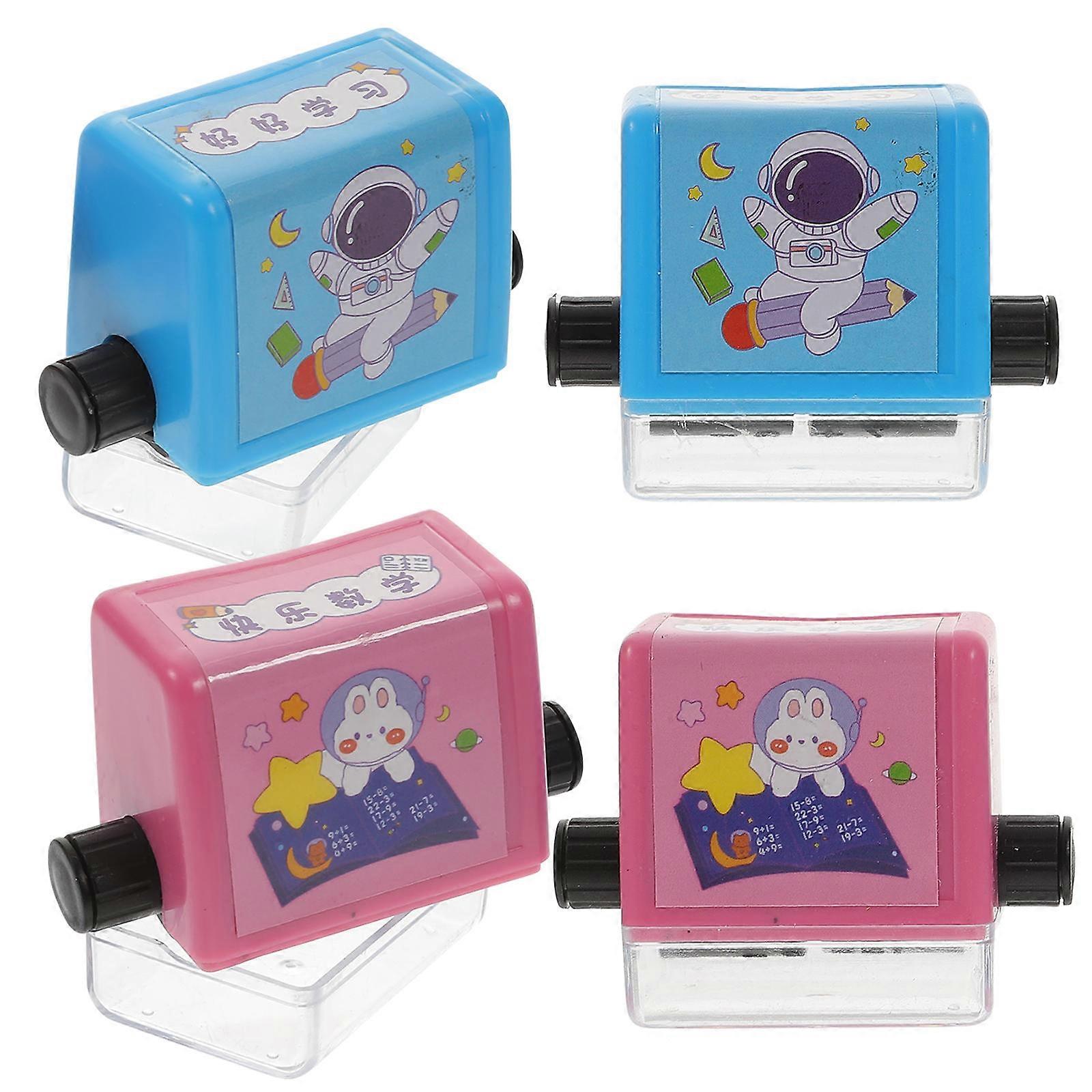 Lovely Roller Stamp Plastic Math Stamps for Student Supply 4Sets