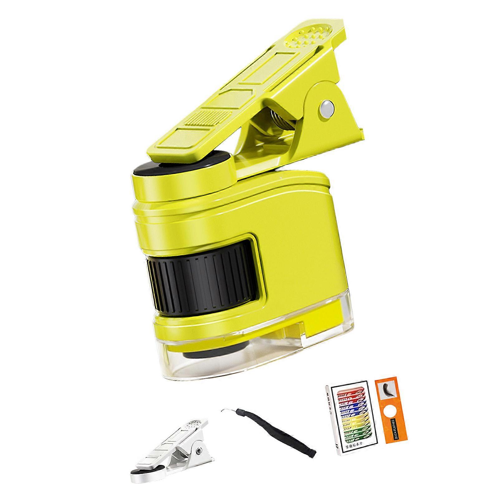 Portable Microscope for Explorers Featuring Multiple Magnification Levels Includes Phone Clip for Fun  Yellow
