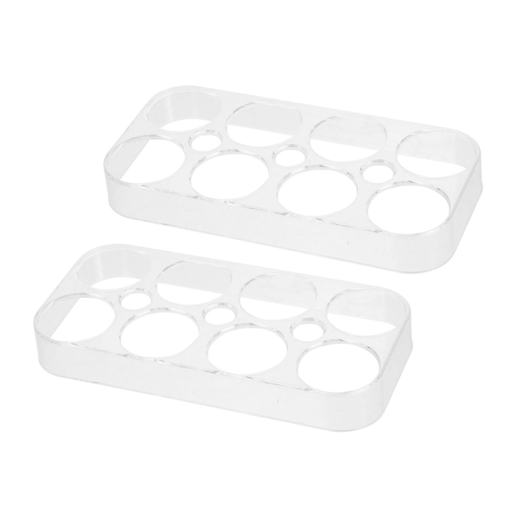 2pcs Refrigerator Egg Holder with Lid, Stackable Fridge Storage Container, Space Saving Organizer