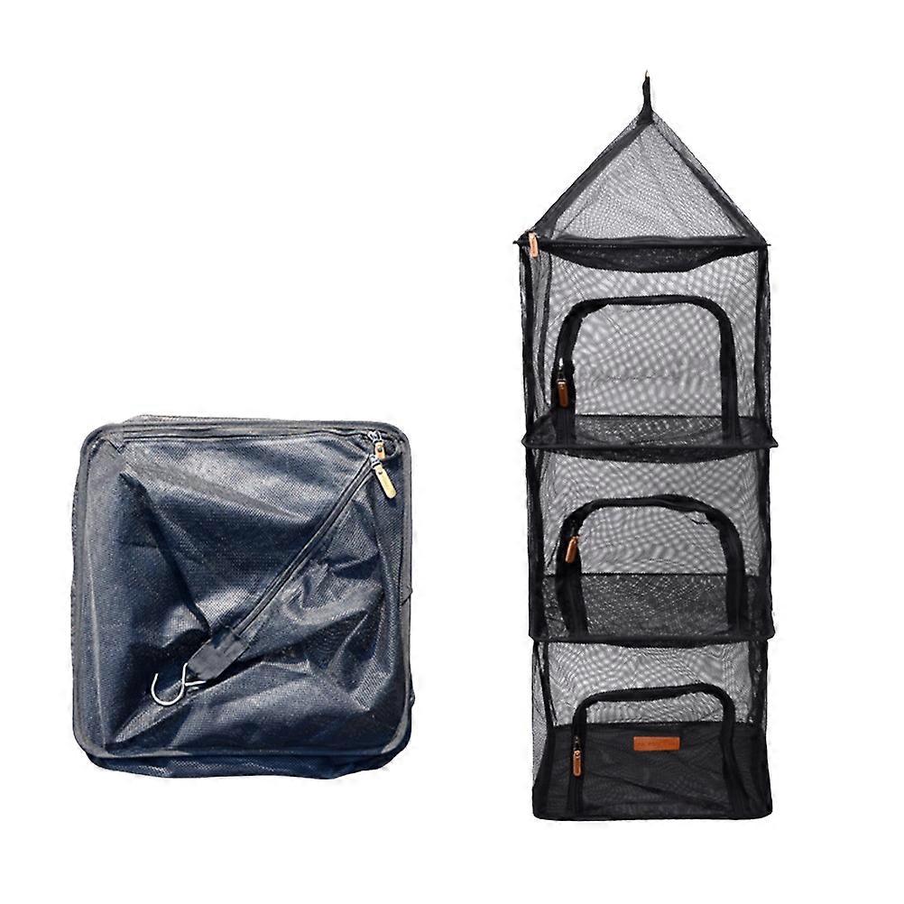 Foldable Hanging Dryer Net 4 Layers Outdoor Drying Net with Zipper 3Pcs