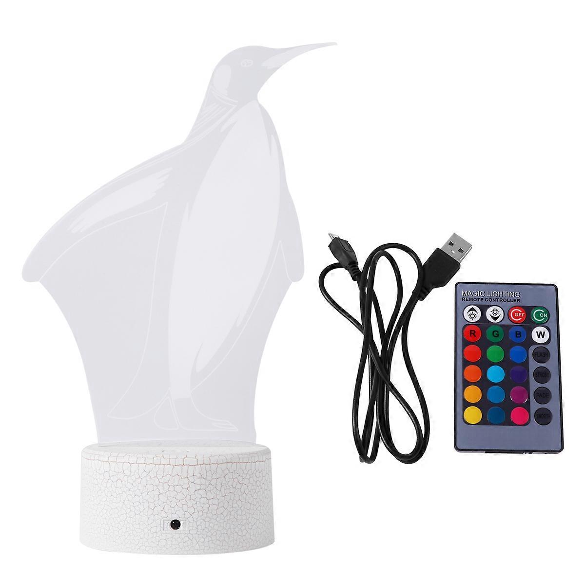 Acrylic Plate Night Light Penguin Pattern for Home Decor 3Pcs Set