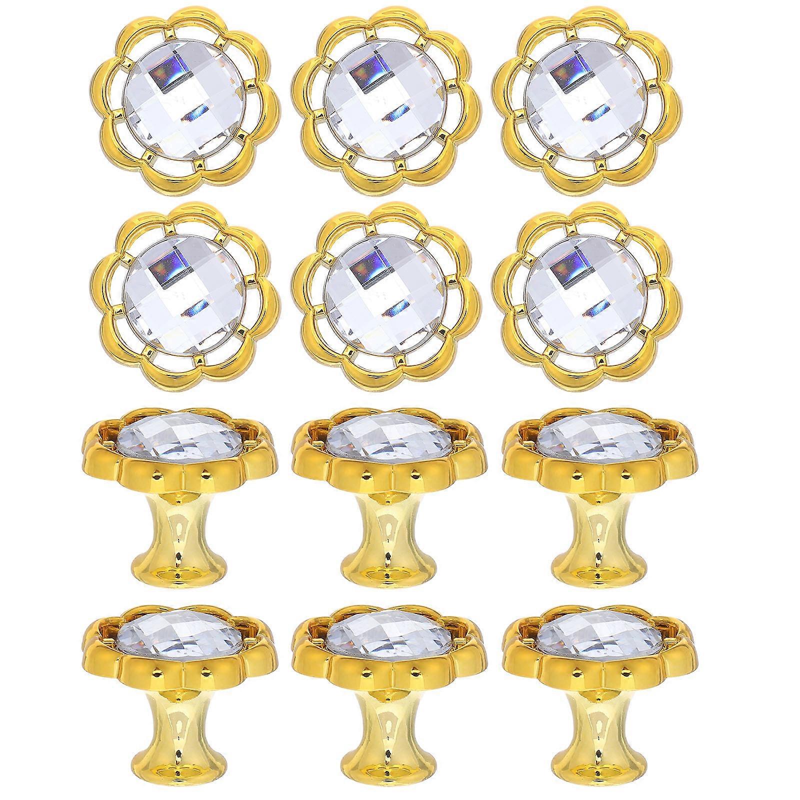 Flower Shape Cabinet Knobs for Dresser Drawer Pull Handles 12Pcs Golden Set