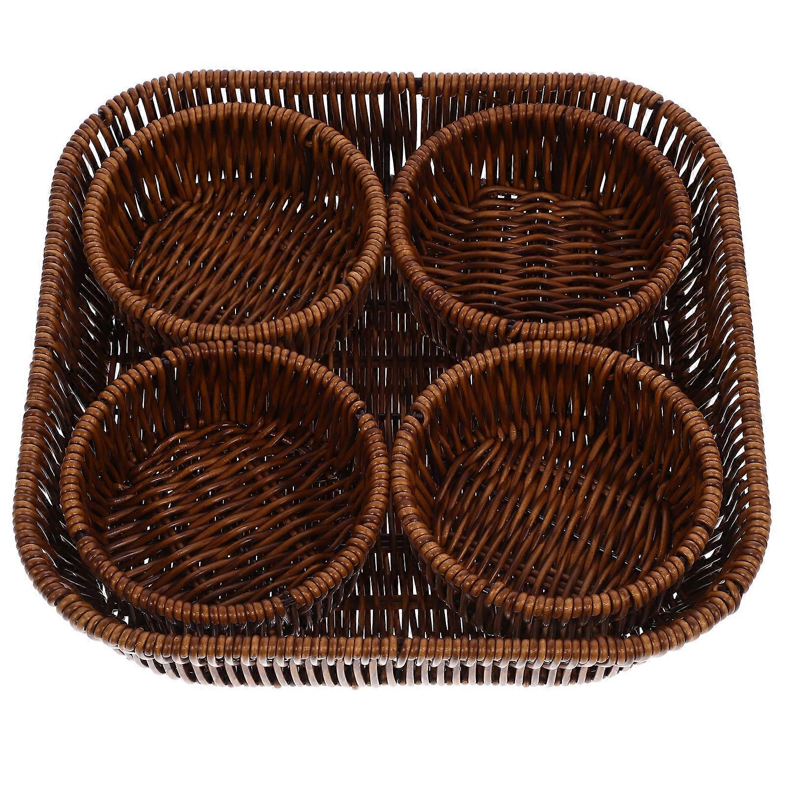 Fruit Basket Imitation Rattan Candy Plate for Storage 2Sets