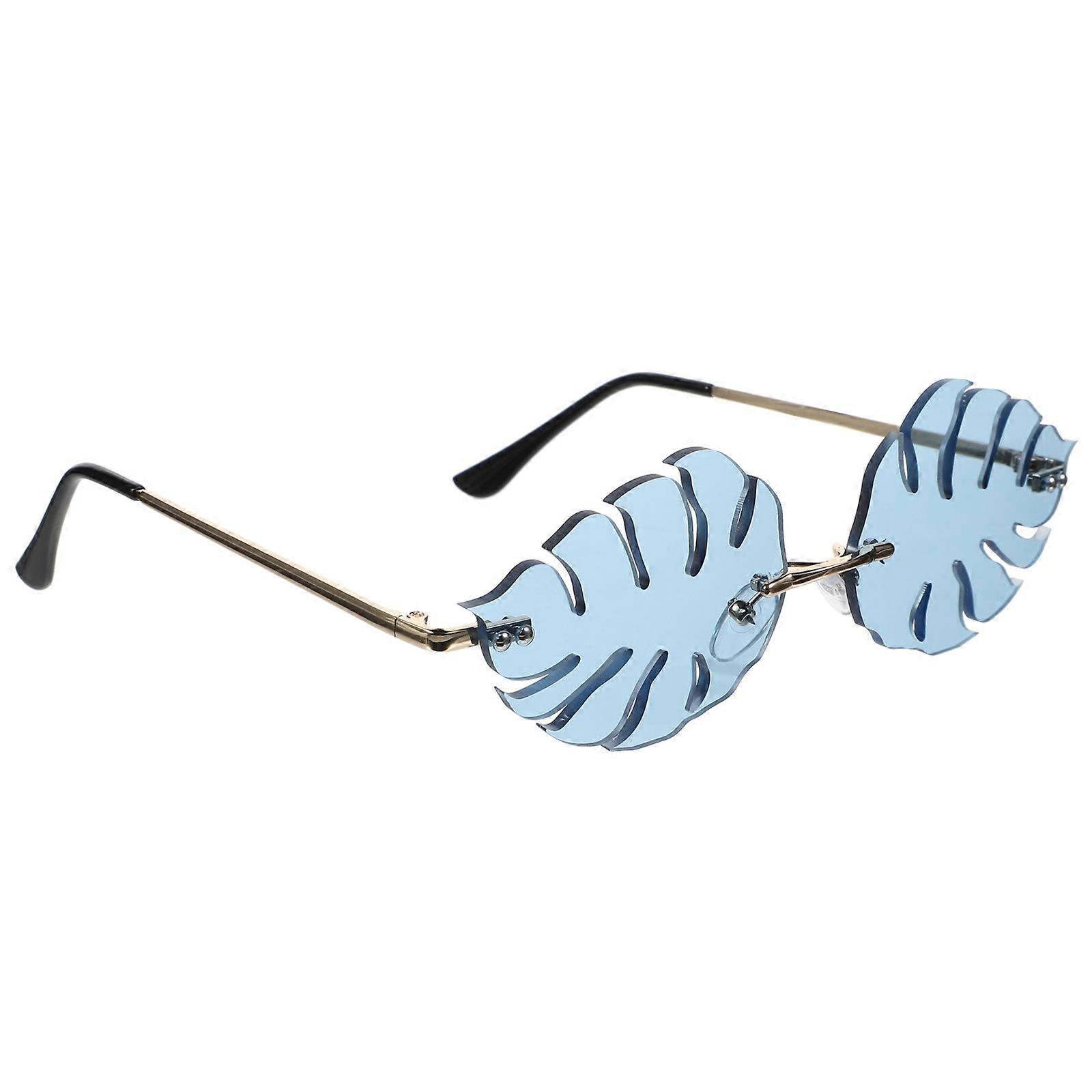 Funny Sunglasses Leaf Shape Eyewear for Decoration 2Pcs Blue