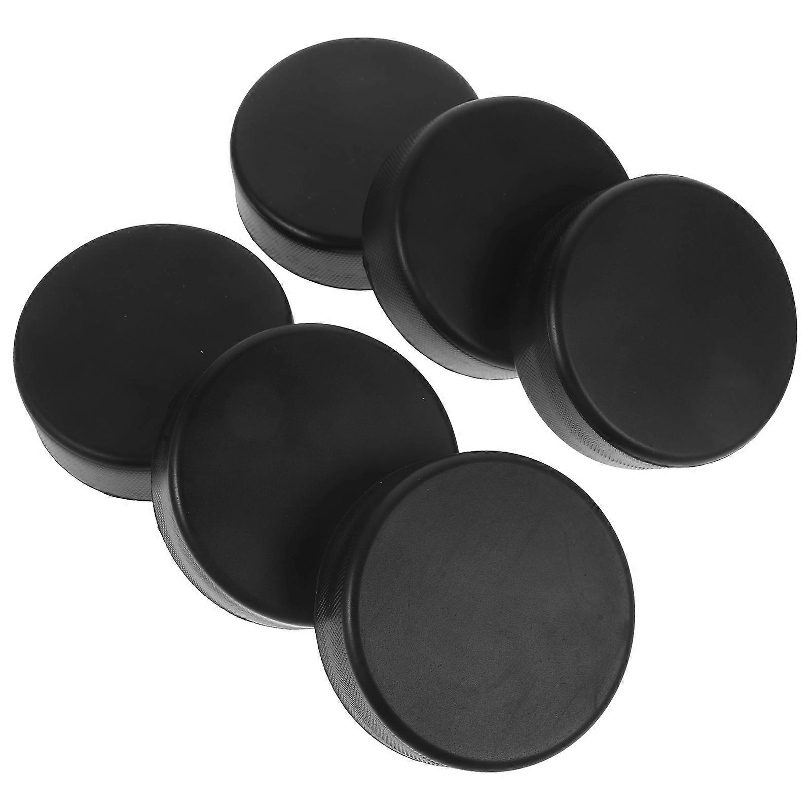 Black Ice Hockey Puck PU Material for Practicing 6Pcs Replacement Pack