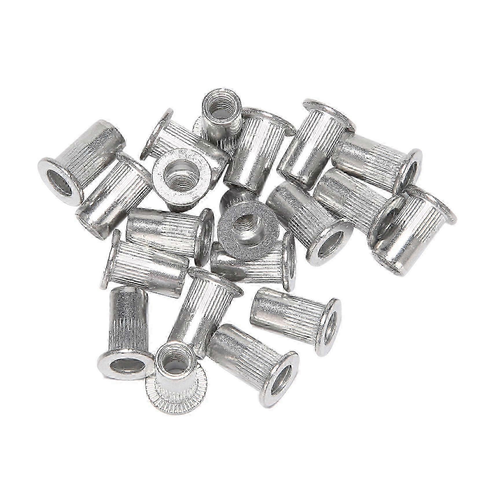 2025 M5 Aluminum Flat Head Rivet Nut Insert Nuts Silver Tone 20pcs