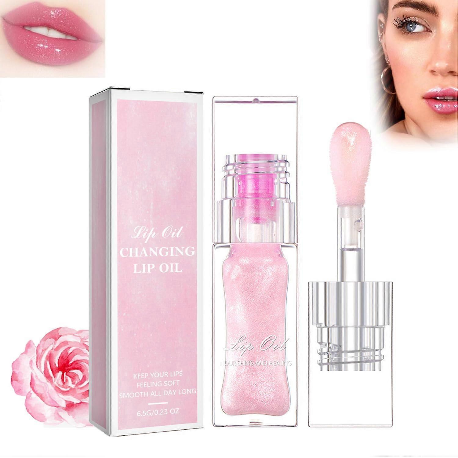 Color Changing Lip Oil with Moisturizing Tint, Temperature Activated LongLasting Gloss