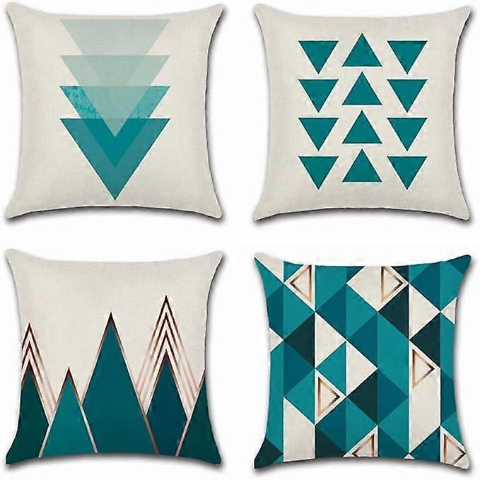 4-piece square decorative pillowcase set, cotton and linen material