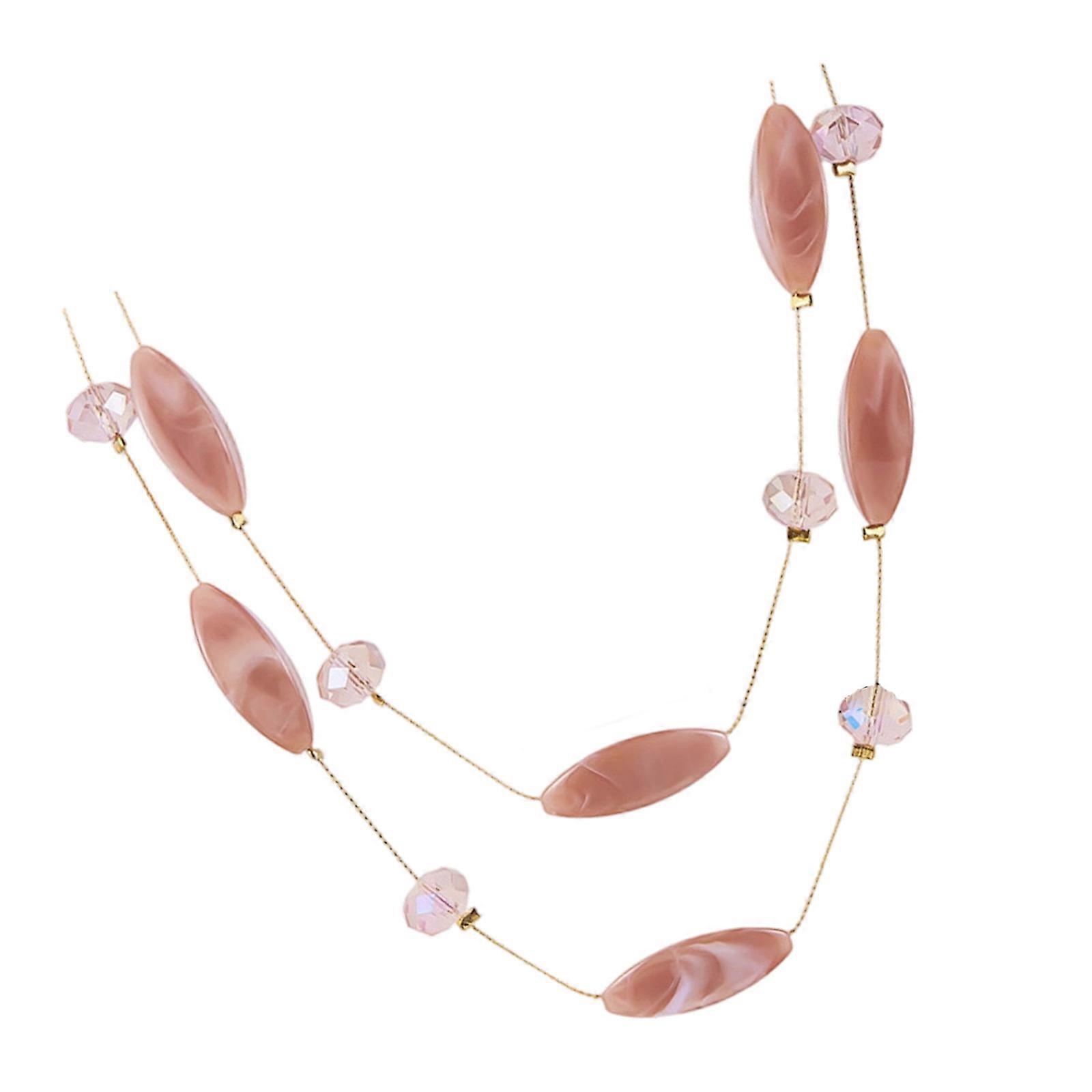 Three Color Pattern Double Layer Necklace Alloy for Versatile Styling Addition  Pink