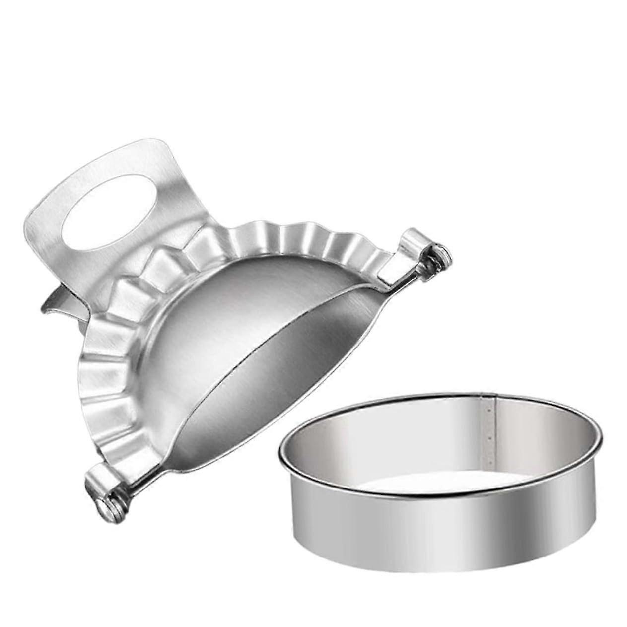 2Pcs Stainless Steel Dumpling Maker Press with Cutter Tight Sealing DIY Wrapper Mold Set