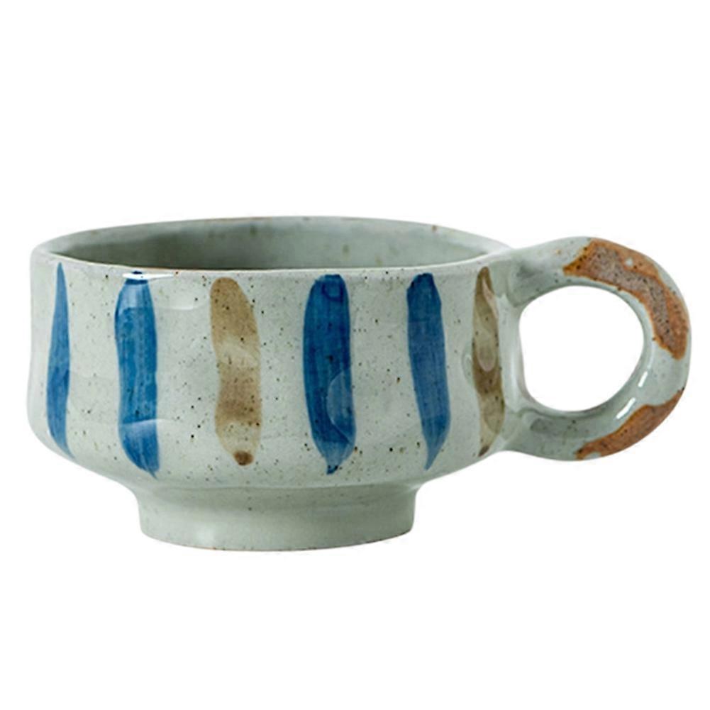 Hand-Painted Retro Graffiti Ceramic Coffee Cups Handmade Rough Pottery Cup Blue